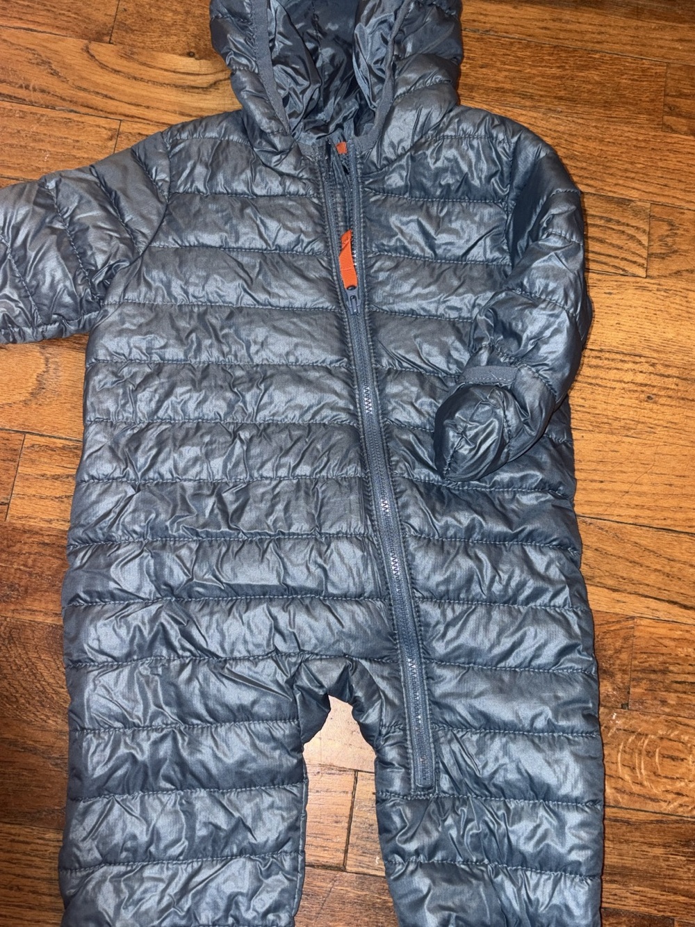 Primary Slate Blue Quilted Puffer One-Piece